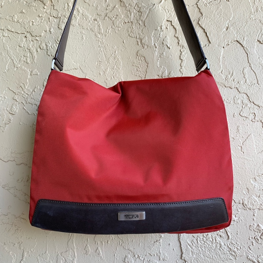 Tumi Red Crossbody Messinger Bag, Very Clean